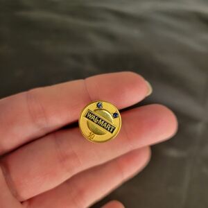 Wal-Mart 10 Year Service Pinback Gold Tone Blue Gem Stars